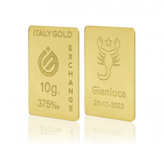 Lingotto Oro segno zodiacale Scorpione 9 Kt da 10 gr. IGE GOLD